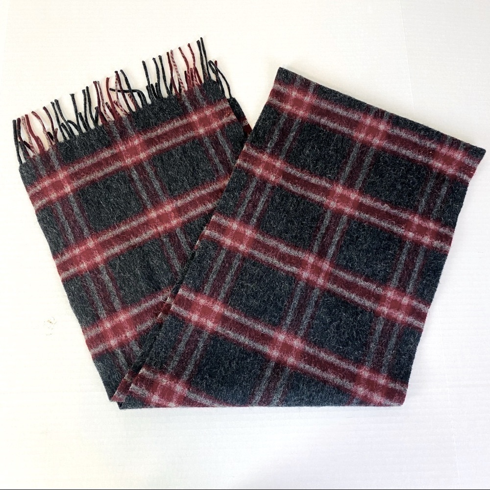 Nordstrom Men’s Shop 100% Lamb’s Wool Plaid Scarf  70“ x 12“